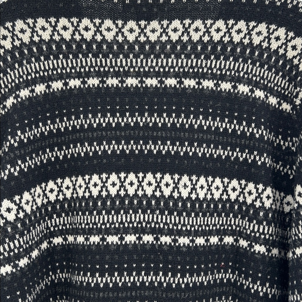 Charter Club 100% Lambswool Black/White Zip Front Fairisle Cardigan Size XL - Picture 5 of 5